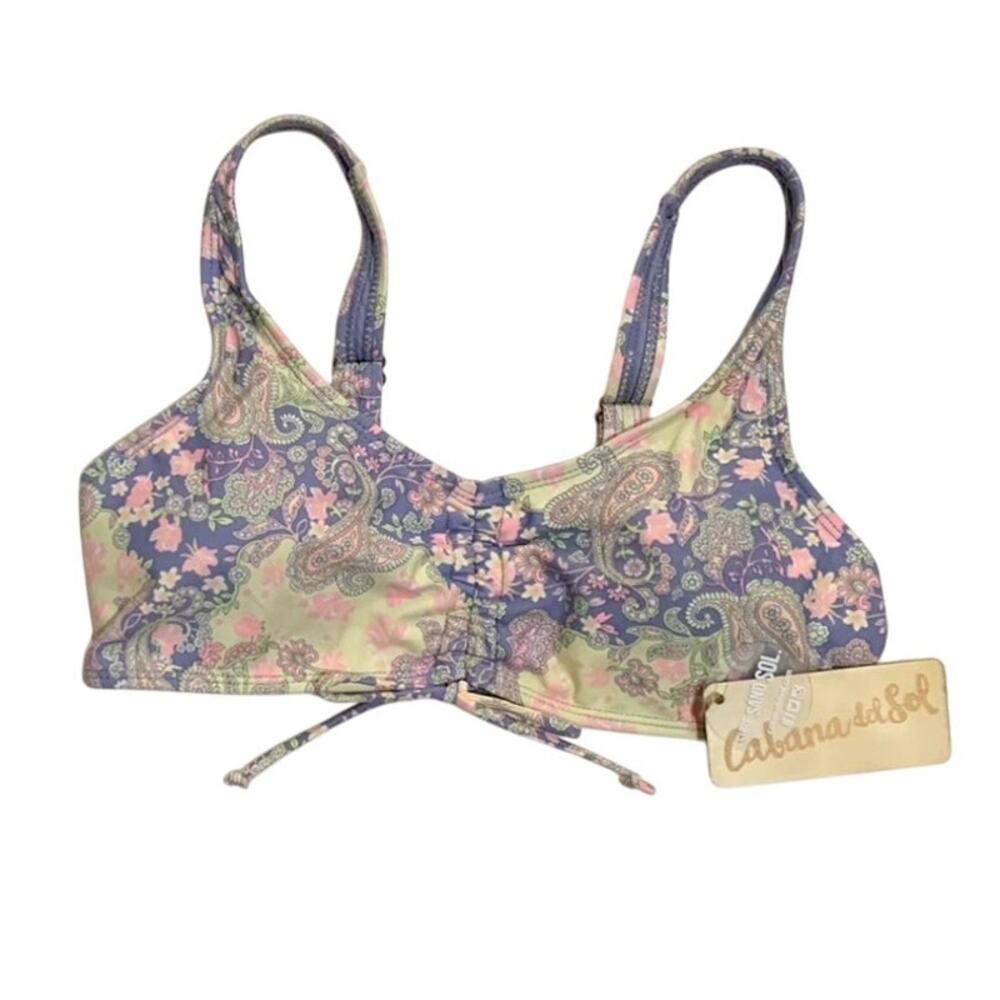 CABANA del SOL Pastel Paisley Pattern Bikini Top Adjustable Straps Size Medium